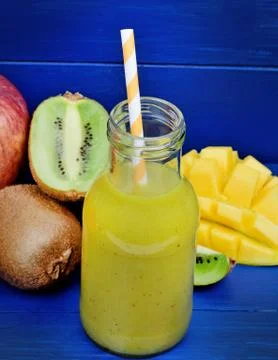 Fruit juice in a bottle Stock Photos