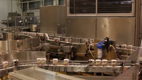Fruit juice packaging line, apple juice Stock Footage 75257801