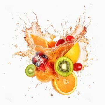 Fruit juice splash isolated element white background Stock Photos