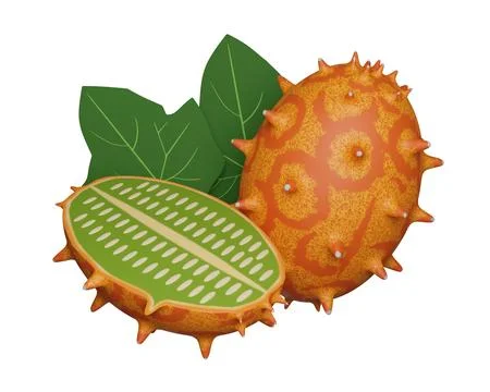 Fruit Kiwano melon on a white background Stock Illustration
