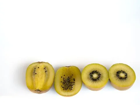 Fruit Kiwi on down of picture, Withe Background	 Stock Photos