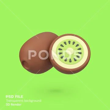 Fruit kiwi isolated 3d render icon illustration PSD Template