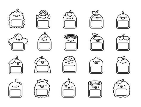 Fruit label with space for writing. Coloring Page. Stock Illustration