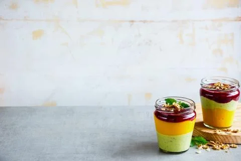 Fruit layered smoothie Foto stock