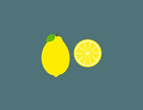Fruit, lemon icon. Vector illustration. Flat design. Illustrazione stock