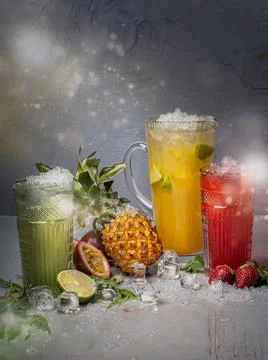 Fruit lemonades 스톡 사진