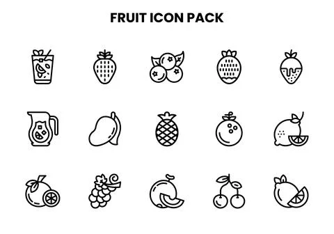 Fruit Line Icons Pack Stock Illustration
