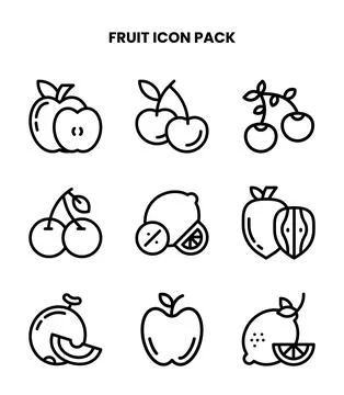 Fruit Line Icons Pack Stock Illustration
