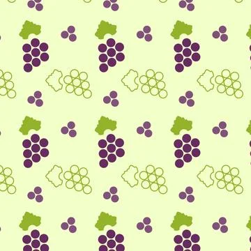 Fruit line icons pattern featuring grapes in a vibrant design Stock Illustration