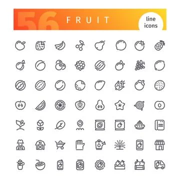 Fruit Line Icons Set Stock Illustration