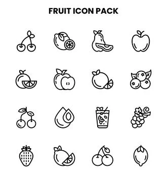 Fruit Line Set Icons Pack Illustrazione stock