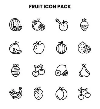 Fruit Line Vector Icons Pack Stock Illustration