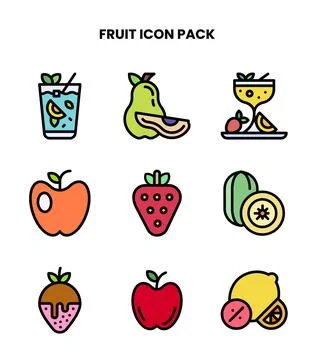 Fruit Lineal Color Bundle Icons Pack Illustrazione stock