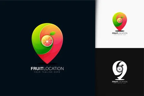 Fruit location logo design with gradient Stock Illustration