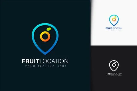 Fruit location logo design with gradient Stock Illustration