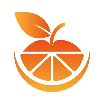 Fruit logo design vector on the white background Orange Slice with Leaf Illustra Stock Illustration