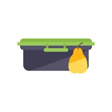 Fruit lunch box icon flat vector. Healthy meal イラスト素材