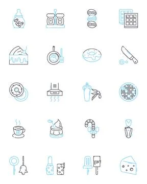 Fruit market linear icons set. Apples, Oranges, Bananas, Grapes, Lemons, Limes Stock Illustration
