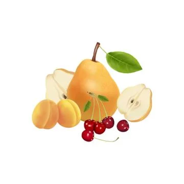 Fruit. Meal. Vector. Still life Stock Illustration
