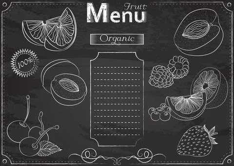 Fruit menu chalk Stock Illustration