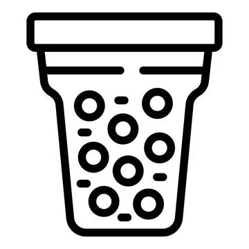 Fruit milk bubble tea icon outline vector. Delicious Asian balls tea cup Stock Illustration