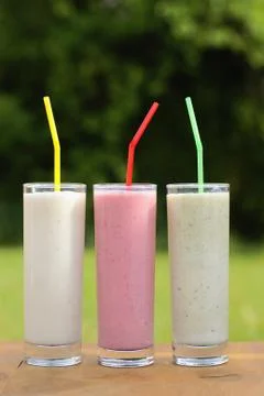 Fruit milkshakes Stock Photos