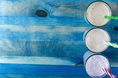 Fruit milkshakes in a transparent dish Stock Photos