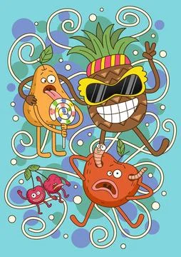 Fruit mix poster Stock Illustration