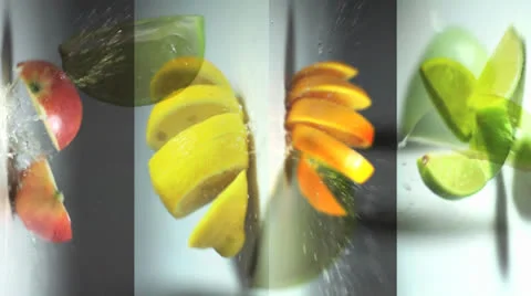 Fruit mix splashing in slow motion Stock-Footage 24737924