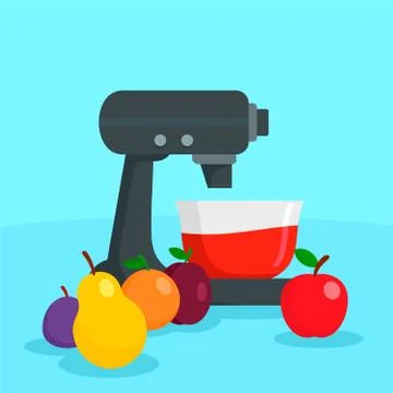 Fruit modern mixer concept background, flat style Stock Illustration