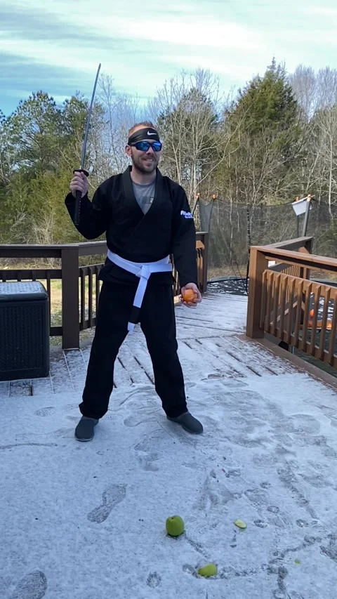 Fruit Ninja Warrior Doesn't Account for Ice, Chickamauga, Georgia, USA - 25 Dec  Stock Footage 205330875