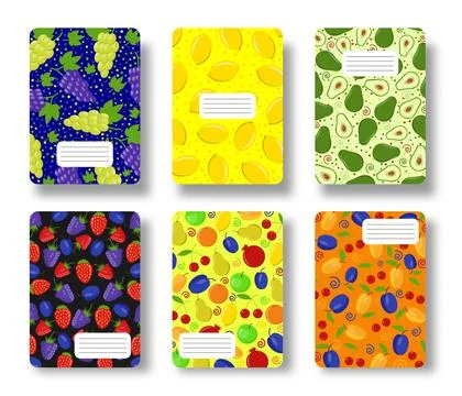 Fruit notebook cover berry notepad diary pattern Illustrazione stock