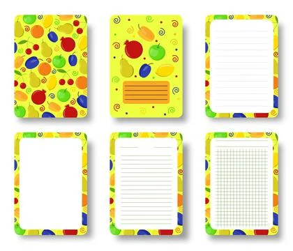 Fruit notebook cover berry notepad diary pattern Illustrazione stock