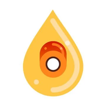 Fruit of the oil palm slice inside oil drop. Palm oil. Flat vector illustrati Stock Illustration