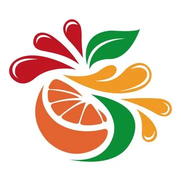 Fruit Orange Leaf Fresh Organic Healthy Logo Design Vector Template Stock Illustration