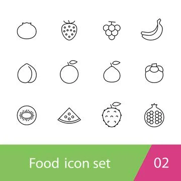 Fruit outline icon set design, vector illustration Stock Illustration