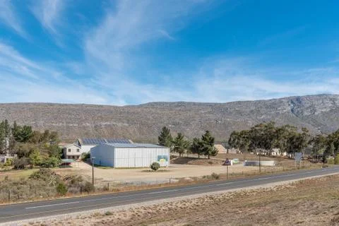 Fruit packing warehouse between Barrydale and Montagu Stock Photos