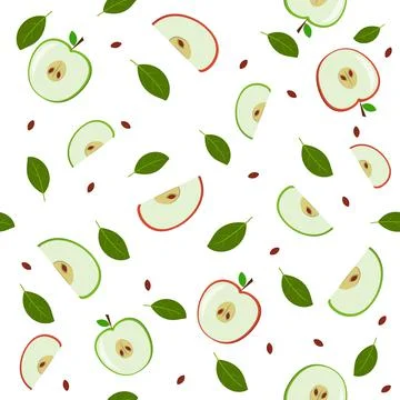 Fruit Pattern of apples, color vector illustration Stock Illustration
