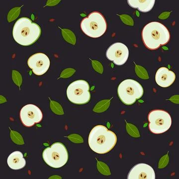 Fruit Pattern of apples, color vector illustration Stock Illustration