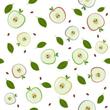 Fruit Pattern of apples, color vector illustration Stock Illustration