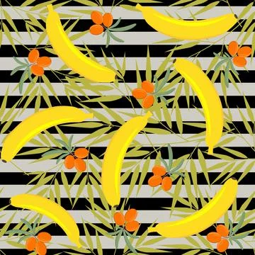 Fruit pattern of bananas, color vector illustration Stock Illustration