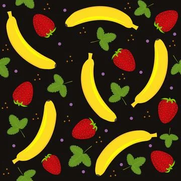 Fruit pattern of bananas, color vector illustration Stock Illustration