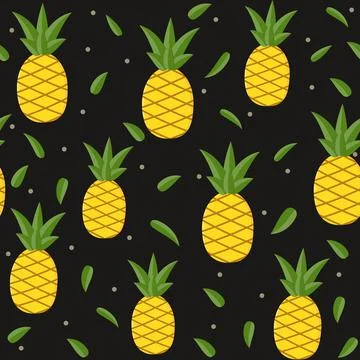 Fruit Pattern of pineapples, color vector illustration Stock Illustration