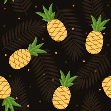 Fruit Pattern of pineapples, color vector illustration Stock Illustration