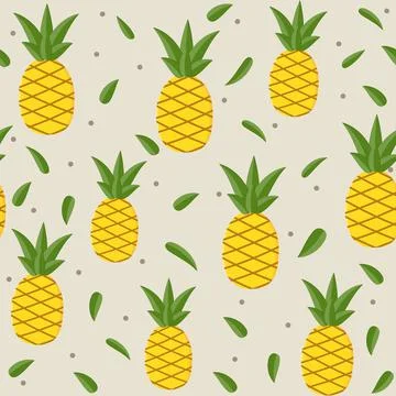 Fruit Pattern of pineapples, color vector illustration Stock Illustration