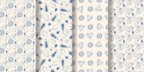 Fruit pattern set Stock Illustration