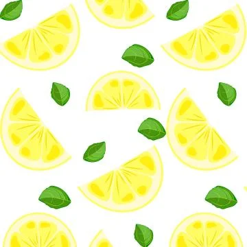 Fruit pattern - slices of lemon and mint Illustrazione stock