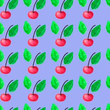 Fruit pattern of watercolor with cherry paint Stock Illustration