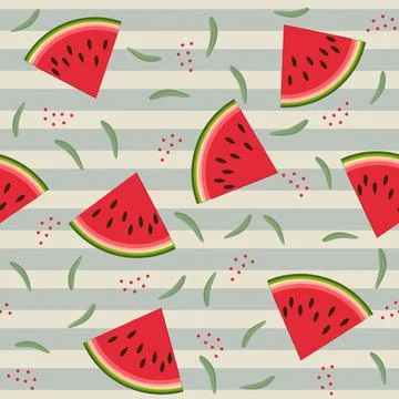 Fruit pattern of watermelons, color vector illustration Stock Illustration