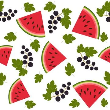 Fruit pattern of watermelons, color vector illustration Stock Illustration
